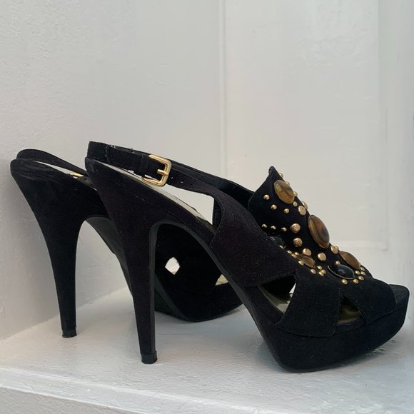 Carlos by Carlos Santana Black Slingback Heels - Picture 4 of 5